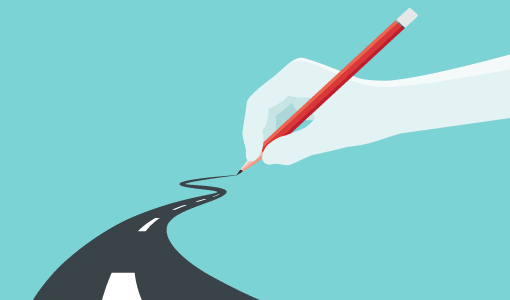 A picture of a pencilled in road