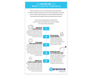 Serenova inforgraphic on top 5 tips for a better customer experience