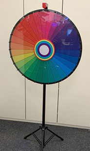 A photo of a spinning wheel