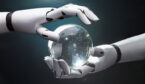A picture of robot hands holding a crystal ball