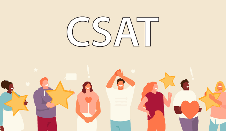 A picture of the word "csat" above some happy people