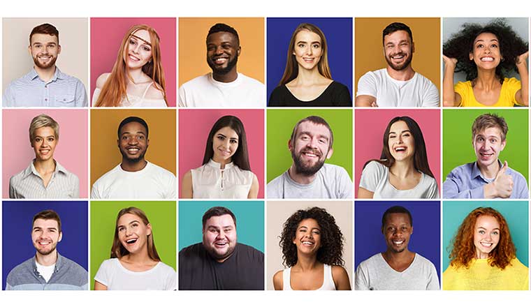 A collage of happy faces