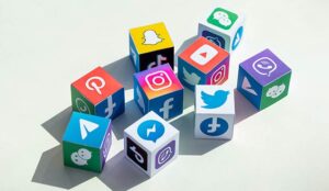 A picture of cubes representing different social media platforms
