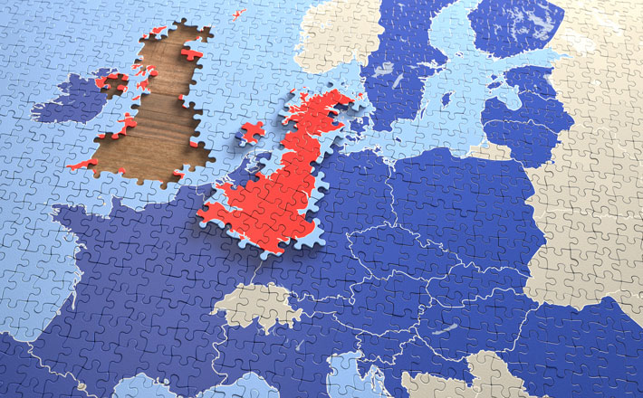A jigsaw puzzle of europe shows the UK out of place