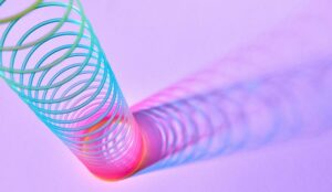 A photo of a rainbow slinky