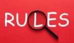 A picture of the word "rules" on a red background