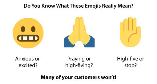 A chart showing what certain emojis mean