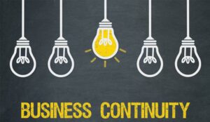 A picture of light bulbs and the words business continuity