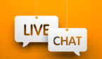 A picture of the words live chat in speech bubbles