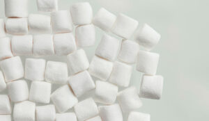 A photo of white marshmallows