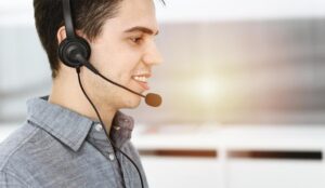 A picture of a call centre agent