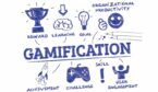 A picture of the word gamification and game icons