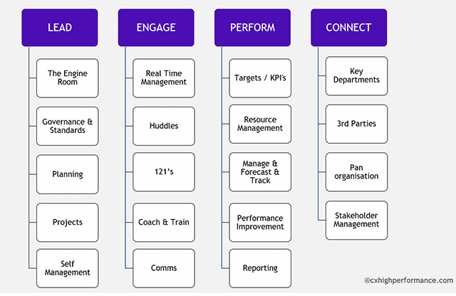 A chart showing the key responsibilities of a team leader