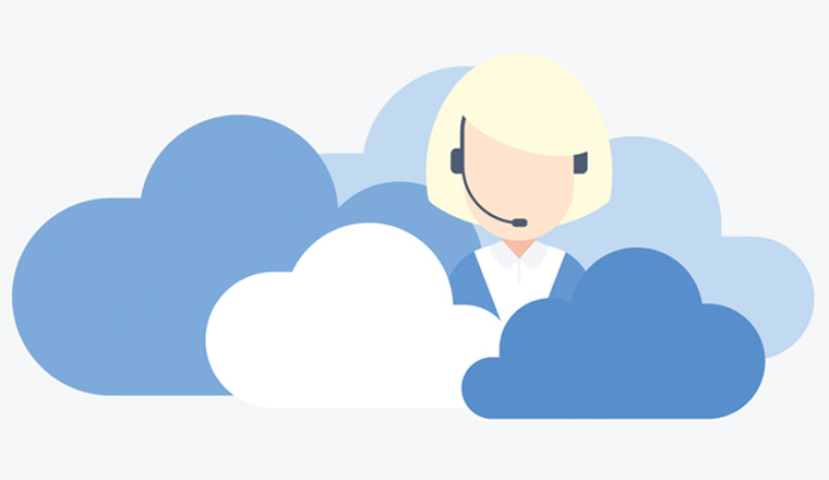 A picture of a customer service agent in a cloud