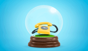 yellow phone inside a crystal ball