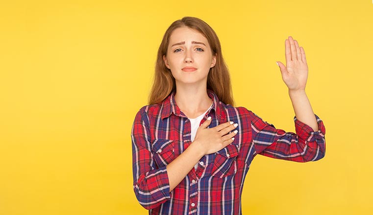 A photo of the pledge of allegiance to signal loyalty