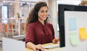 A photo of a happy call centre agent