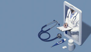 A photo of a telehealth consultation