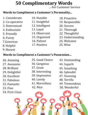 A chart showing a list of complimentary words