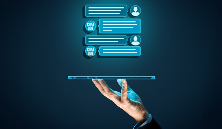 A picture of live chat icons and a tablet device