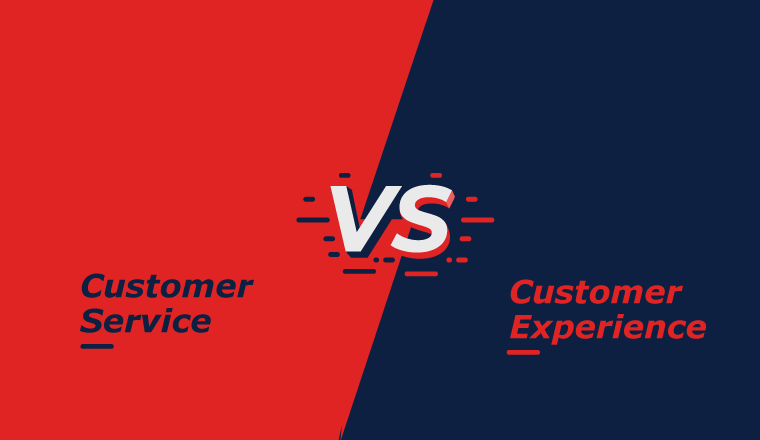 A picture of customer service vs customer experience