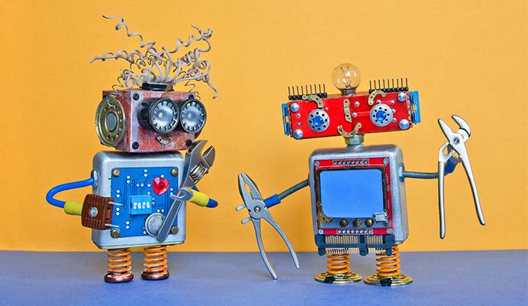 A picture of robots with tools