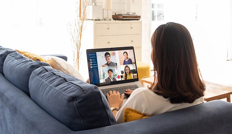 A photo of someone in a virtual meeting