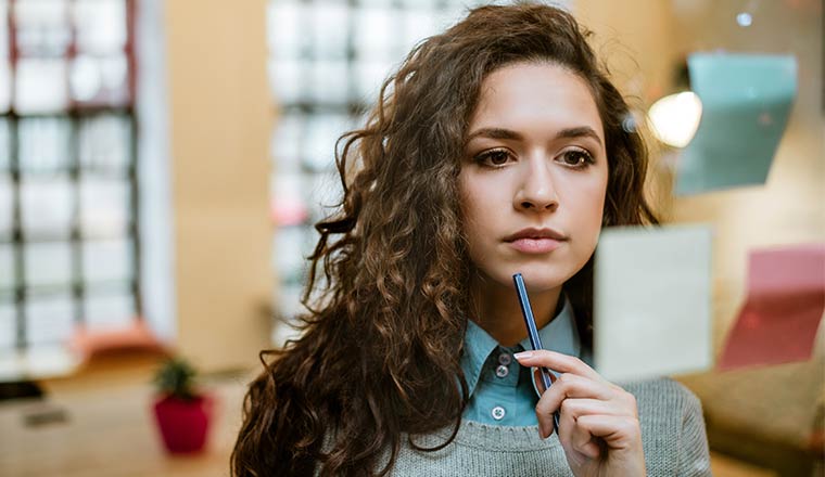 A photo of someone concentrating