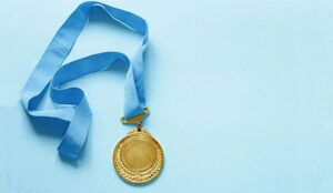A photo of a gold medal