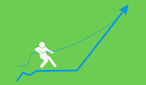 A picture of someone pulling an improvement arrow upwards