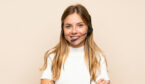 A picture of a customer service agent smiling