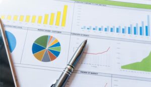 A picture of a business report graphs and data analysis