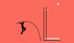 A cartoon of someone doing the high jump