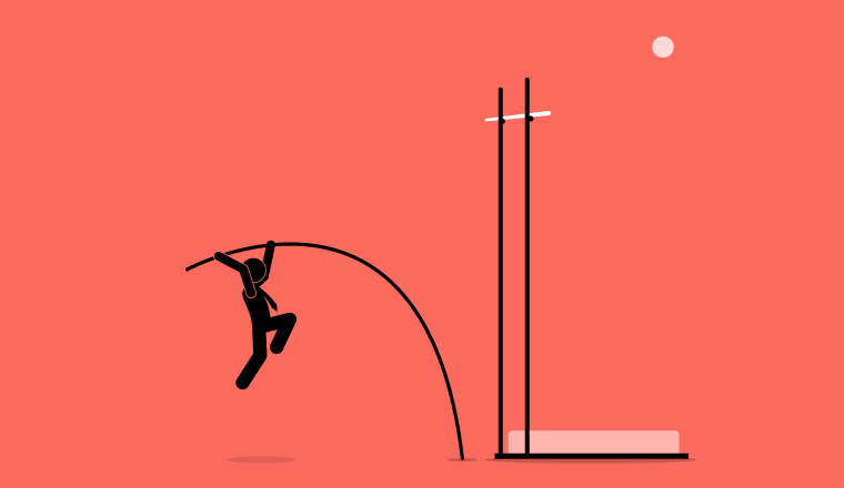 A cartoon of someone doing the high jump