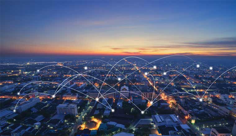 A picture of communication network over city