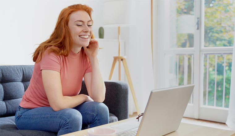 A picture of a lady speaking on video interview