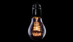 A picture of a lightbulb with the word Value