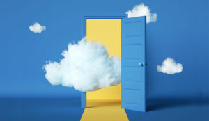 A picture of a cloud in a doorway