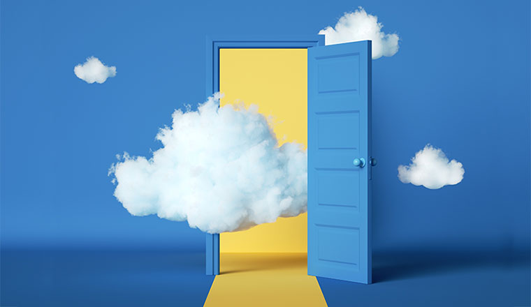 A picture of a cloud in a doorway