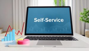 A photo of self-service on a laptop