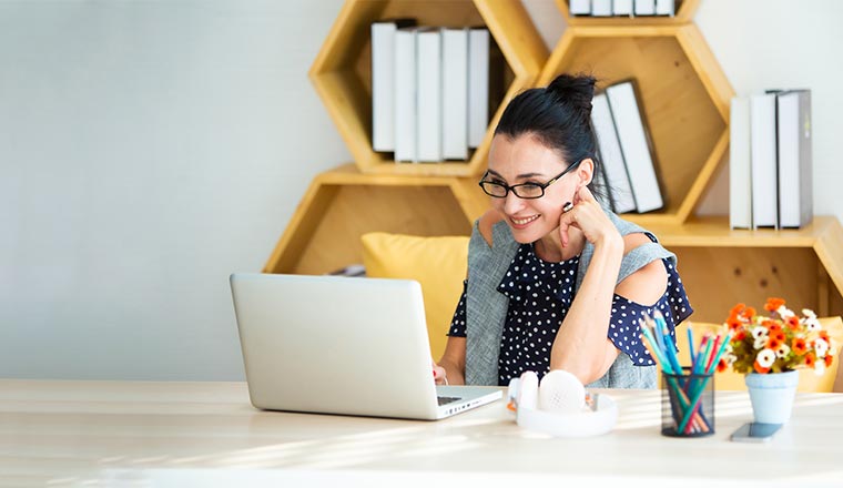 A photo of someone working from home