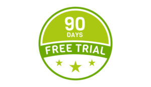 A picture of a 90 day free trial badge