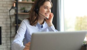 Homeworker Wearing a Headset