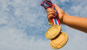 A picture of two medals