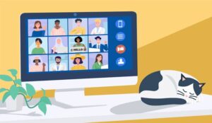 An illustration of a group video chat