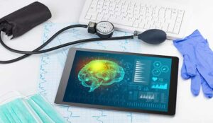 Brain functionality report with medical devices around