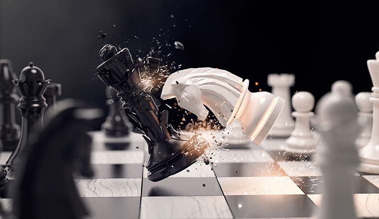 Knight chess attack to win