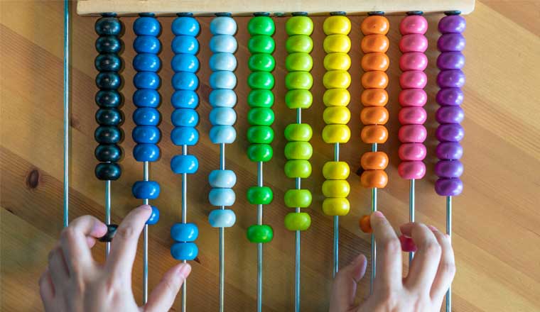 Hands Counting On Colorful Bead Abacus