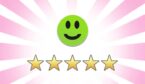 Green smiley face and 5 star feedback review rating