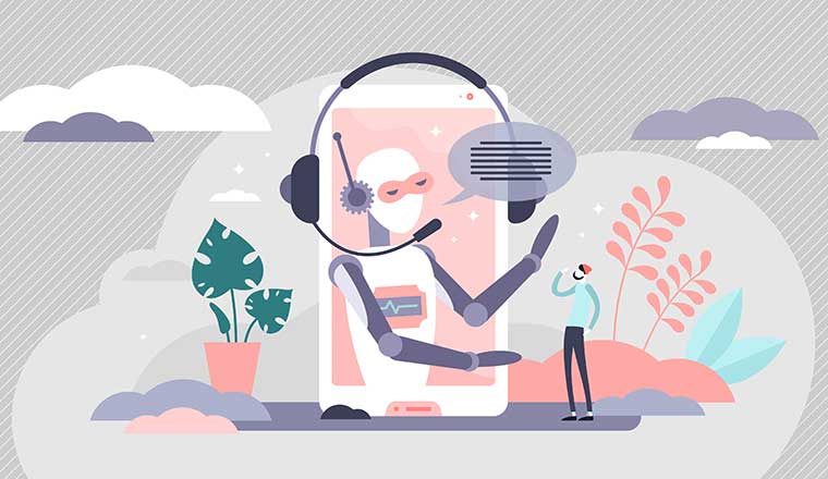 Vector illustration of a call centre AI agent